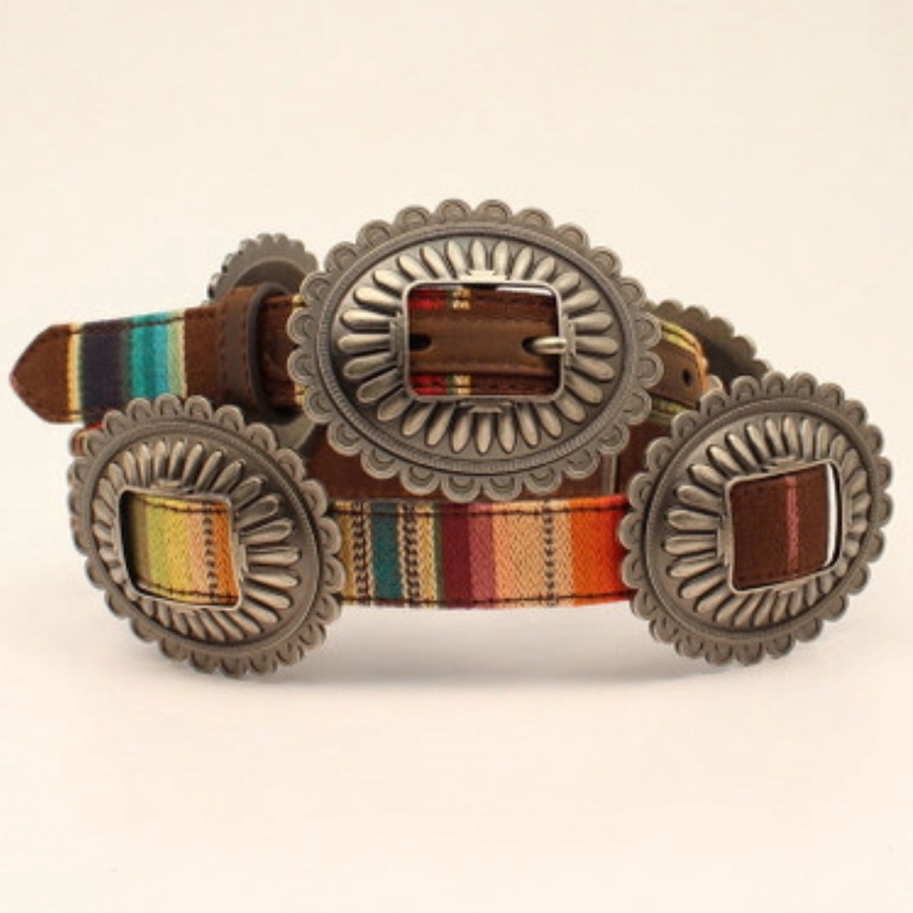 Ariat Multicolor Striped Belt with Silver Buckle
